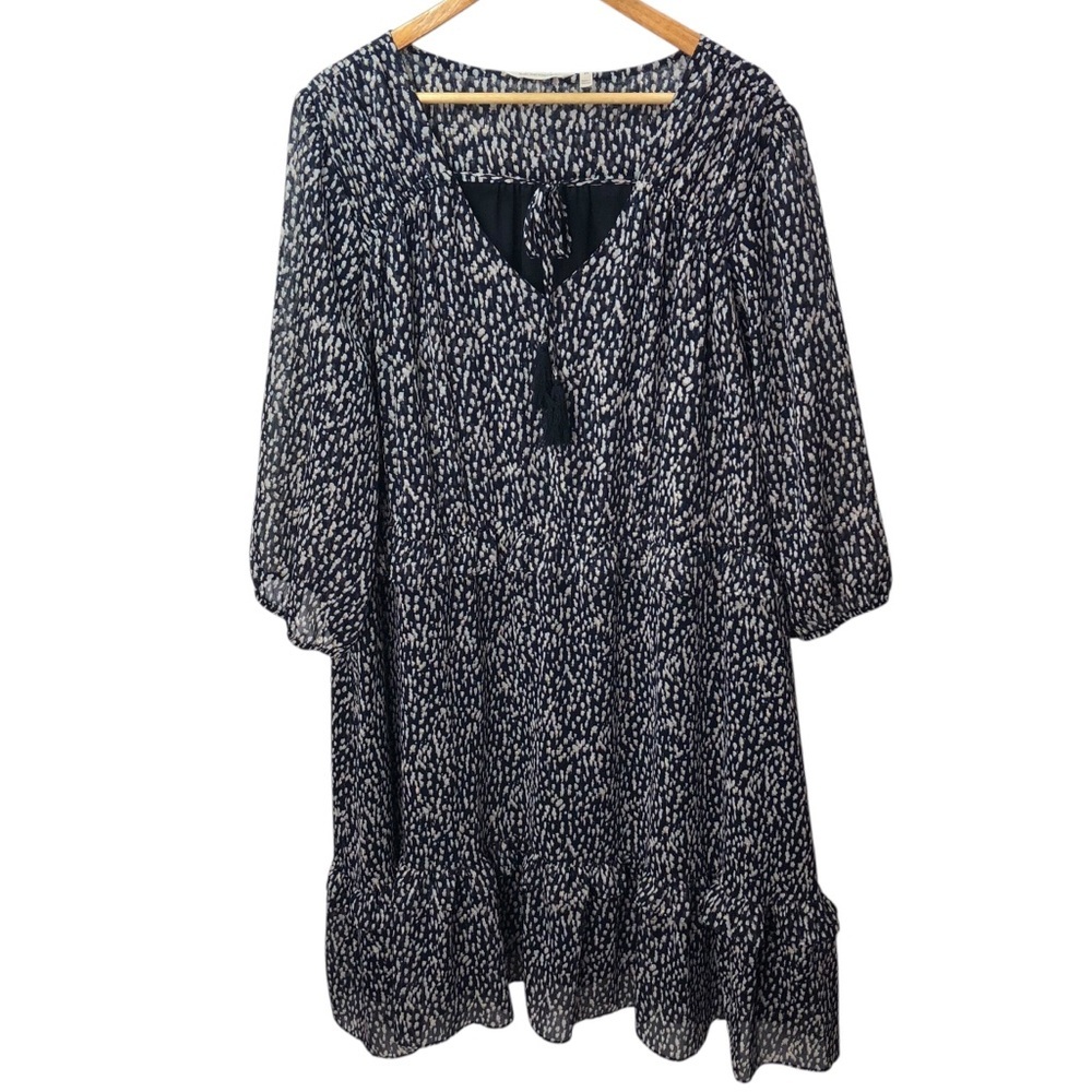 Soft Surroundings Sz 3X Swing Dress Ruffled Chiffon Romantic Printed Feminine